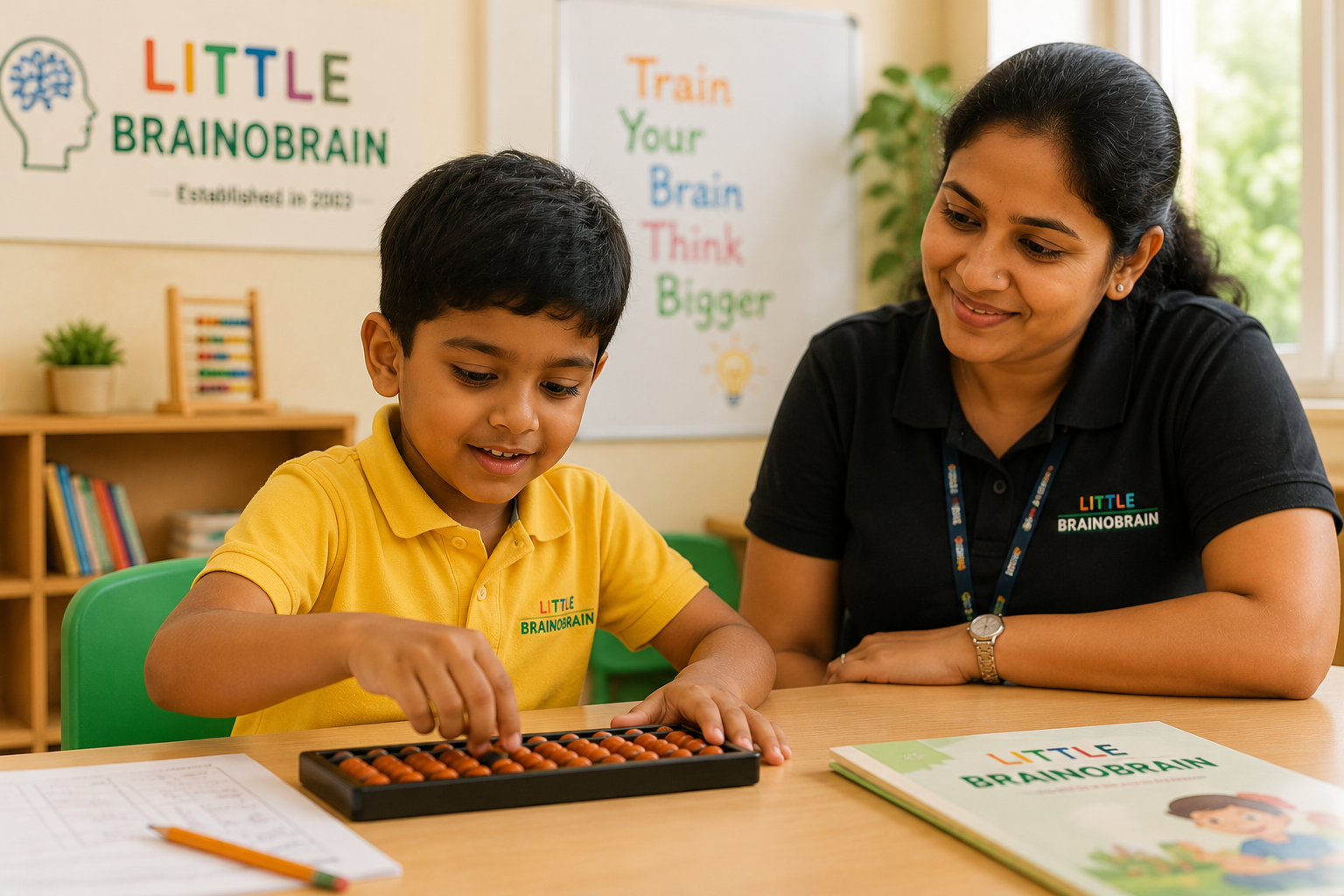 Kind beim Little-Brainobrain-Training mit Abakus